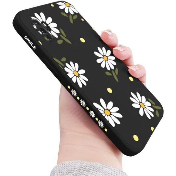 Smile Other - Galaxy Note 10 Plus 5G Case Black Daisy Flower Silicone Shockproof Slim Cover